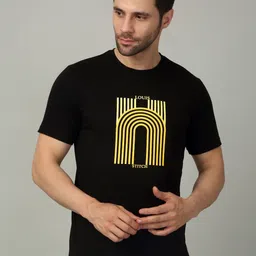 LOUIS STITCH Men Pure Cotton Striped T-shirt-image-96