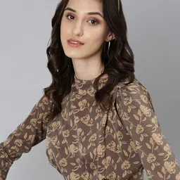 SHOWOFFFF Floral Print Crepe Crop Top image 5