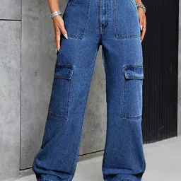 Stylecast X Kotty Women Baggy High-Rise Stretchable Cargo Styles Jeans-image-94
