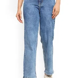zayla Women Comfort Wide Leg High-Rise Slash Knee Heavy Fade Jeans-image-42