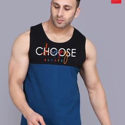 SLOWLORIS Pack Of 2 Typography Printed Combed Cotton Gym Vests-picture-33