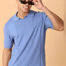 V-Mart Men Self Design Polo Collar Cotton T-shirt-picture-17