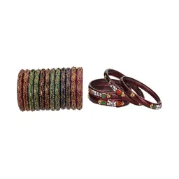 SOMIL Set Of 16 Artificial Stones Studded Ethnic Bangles-picture-15