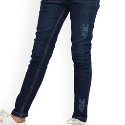 UNDER FOURTEEN ONLY Girls Regular Fit Mid-Rise Low Distress Light Fade Jeans-picture-36
