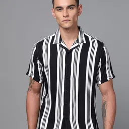 DON VINO Men Cuban Collar Striped Slim Fit Casual Shirt-image-4