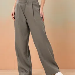 Mast & Harbour Women Relaxed Fit Pleated Korean Trousers image 4