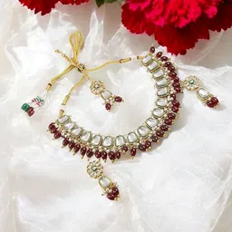 Joy of Jewels Silver-Plated Alloy American Diamond Maang Tika & Earrings-image-29