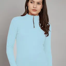 Trend Level Women Ribbed High Neck Top-image-94