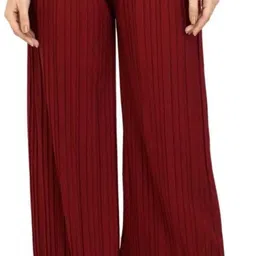 modernsshop Women Relaxed Red Lycra Blend Trousers-picture-18