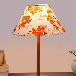 Devansh Multicoloured Printed Wood Frusturical Shaped Table Lamp image 2