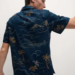 Marks & Spencer Men Conversational Printed Cuban Collar Pure Cotton Casual Shirt image 4