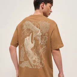 THE BEAR HOUSE Men Graphic Printed Round Neck Pure Cotton Oversized T-shirt-picture-15