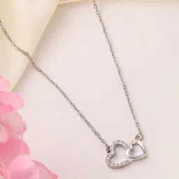 Indiifuz Silver-Plated CZ Studded Minimal Necklace-picture-31