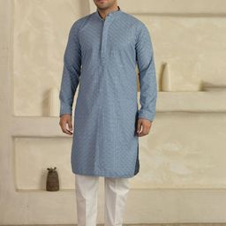 LEMONX Men Woven Design Kurta with Pyjamas-picture-14