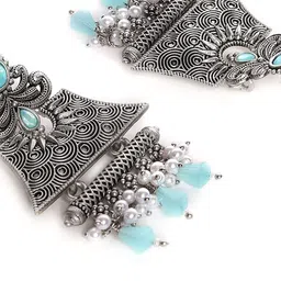 Jazz and Sizzle Silver-Plated Contemporary Shaped Artificial Beads & Pearls Drop Earrings image 5