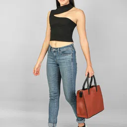 Label nyc apparel Ribbed High Neck Fitted Crop Top-image-45