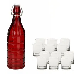 1ST TIME Red & Transparent Glass Solid Water Bottle-picture-33