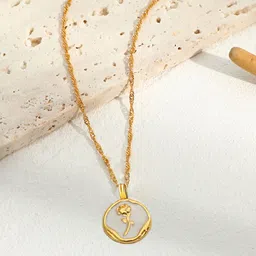 Designs & You Gold-Plated Stainless Steel Artificial Stones Circular Pendant image 3