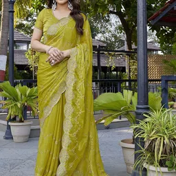 Moda Rapido Floral Embroidered Silk Blend Saree-picture-38
