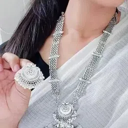 VRAJ CREATION Set Of 2 Silver-Plated Oxidised Jewellery Set image 5