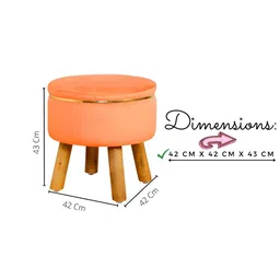 Shadowkart Set Of 2 Peach-Coloured & Yellow Wooden Velvet Ottomans image 5