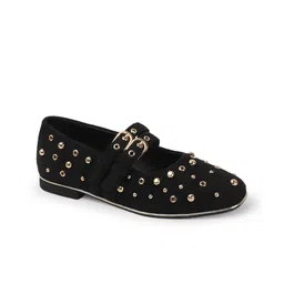 THE WHITE POLE Women Lightweight Trending Strap Studded Embellishments Mary Janes Flat image 4