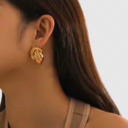 KAORI BY SHREYA AGARWAL Gold-Plated Stainless Steel Contemporary Twisted Bean Studs image 3