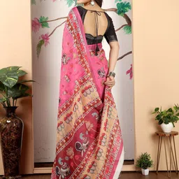 Anouk Rustic Kalamkari Zari Baluchari Saree image 4