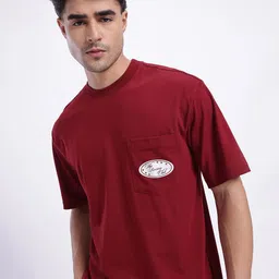 glitchez Printed Pocket Relaxed Fit T-shirt-image-0