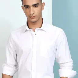 SAB Bags Men Slim Fit Solid Spread Collar Cotton Formal Shirt-image-94
