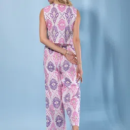 Jaitpuriya Printed V-Neck Pure Cotton Top With Trousers Co-Ords image 4