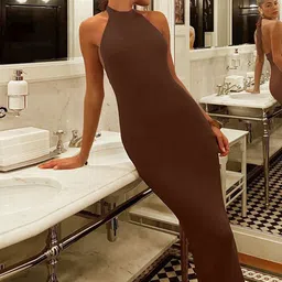 StyleCast x Revolte Women Solid Sleeveless Bodycon Maxi Dress image 4