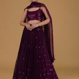 DIVASTRI Embellished Sequinned Semi-Stitched Lehenga & Unstitched Blouse With Dupatta-picture-19