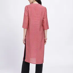 Anouk Rustic Women Mandarin Collar Striped Kurta image 5