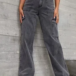 Metronaut Women Comfort Baggy Mid-Rise Cargo Stretchable Jeans-image-83
