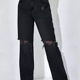 NUCOUTHS Women Jean High-Rise Slash Knee Stretchable Jeans-image-43