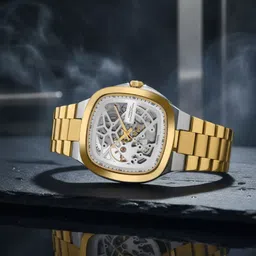 French Connection Men Skeleton Dial & Stainless Steel Bracelet Style Straps Analogue Automatic Motion Watch-picture-16