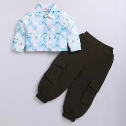 M'andy Girls Abstract Printed Shirt Collar Shirt With Joggers-picture-18