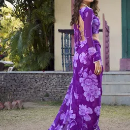 MADHAVPRIYA Floral Printed Beads and Stones Saree image 3