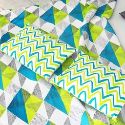 Cotton Choice White & Green 180 TC King Bedsheet with 2 Pillow Covers image 2