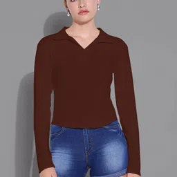 Maheshvi Shirt Collar Long Sleeves Top image 2