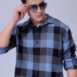 The Indian Garage Co Men Relaxed Fit Checked Dobby Textured Resortwear Shirt-image-88