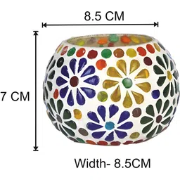 1ST TIME White & Yellow 2 Pieces Textured Glass Candle Holders image 2