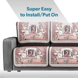 Kuber Industries Brown & White Printed Cotton Sofa Cover image 2