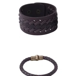 The Roadster Lifestyle Co Men Set Of 2 Leather Wraparound Bracelet-picture-58