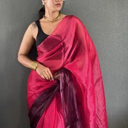 KALINI Magenta Nylon Printed Sarees image 4