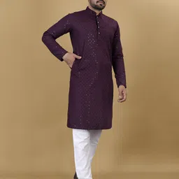 Leipzig Fashion Men Woven Design Embroidered Festive Straight Kurta image 4