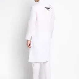 PulseIQ Ethnic Motifs Printed Mandarin Collar Straight Kurta With Pyjamas image 2