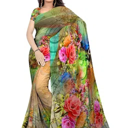 SHIVAM FABRICS Floral Poly Georgette Designer Saree-picture-26