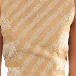SALWAR STUDIO Woven-Design Cotton Back Open Boat Neck Saree Blouse image 3
